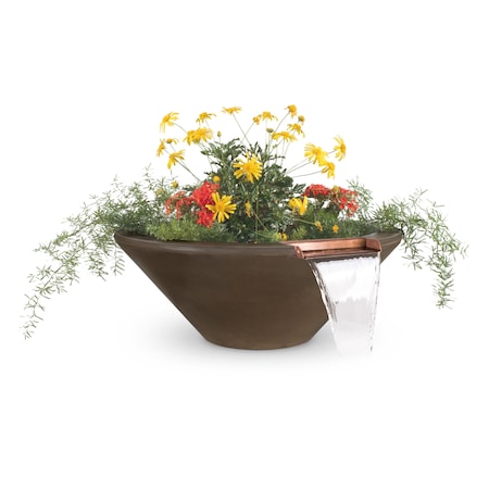 The Outdoor Plus 24 Round Cazo Planter & Water Bowl - GFRC Concrete - Chocolate - OPT-24RPW-CHC